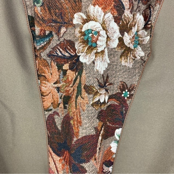 Kollontai Marly Floral Plaid Mixed Print Long Sleeve Tunic Top Medium Black Tan - Picture 5 of 9